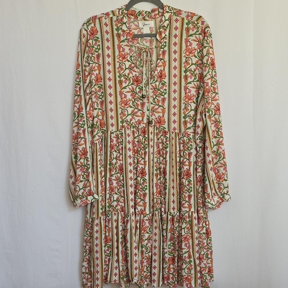 Japna Pink & Orange Floral Dress. Size  Large